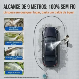 Lavadora de Alta Pressão Portátil Recarregável Maleta 2 Baterias Preto - Imagem 6