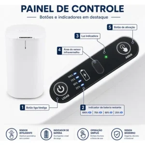 Lixeira Inteligente 16l Sensor Automático Tampa Touch Casa - Imagem 3