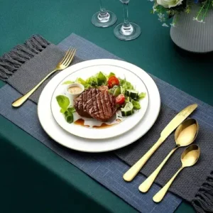 Kit 24 Talheres Luxo Premium Faqueiro Dourado Com Maleta - Imagem 4