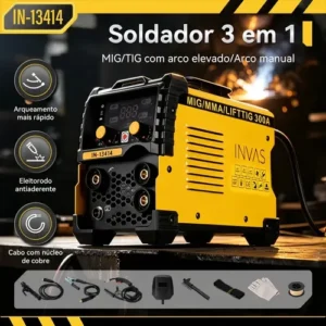 Maquinas de Solda Inversora 300a 3 Em1 Mig Tig Mma Bivolt 110/220v Portátil Profissional Com Display Digital +Acessórios - Imagem 3