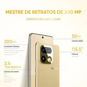 Smartphone Celular Realme 16 Pro+ 512gb 12gb Ram (+ 14 virtual ram boost) 5g Dual Sim, Câmera Lumacolor 200 Mp, SnapDragon 7 Gen4 Rocket, 7000mah, 80w, Ip69 Pro 144hz, Video 4k Fullfocal Hdr Dourado - Imagem 6