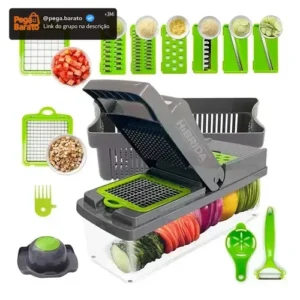Cortador Picador Manual de Alimentos Ralador Fruta Legumes Cor Verde - Imagem 1