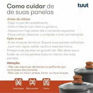 Jogo De Panelas Cerâmico Triplo Indução Tuut Ecoglid 5 Peças Cor Preto Granito - Imagem 3