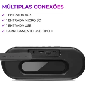 Caixa De Som Speaker Aiwa AWS-SP-01 Bluetooth Cor Preto - Imagem 9