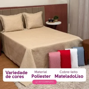 Colcha Cobre Leito Matelado Liso Queen 3 Peças - Imagem 7