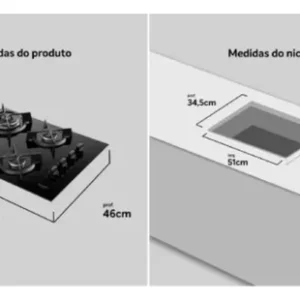 Cooktop 4 Bocas Dako Supreme Com Mesa de Vidro e Tripla Chama Preto Bivolt - Imagem 6
