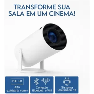 Projeto Smart Portátil TV Hd 4k Bluetooth Wifi Cor Branco Android 11.0 5g Cinema em Casa Imagem Nítida Compatível Com Diversos Dispositivos Hy300 Com Controle VLX - Imagem 3