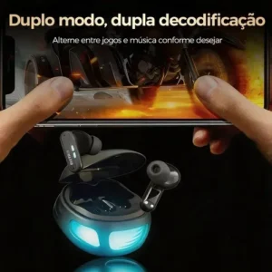 Fone De Ouvido Eletro Mex Sem Fio Série 44 Bluetooth 6.0 ,estojo Led Estilo Gamer, Som Potente + Até 7h De Bateria Earphone Pare, Funcionalidade De Tradução Por Ia, Jogos, Esportes, Fitness Branco - Imagem 4