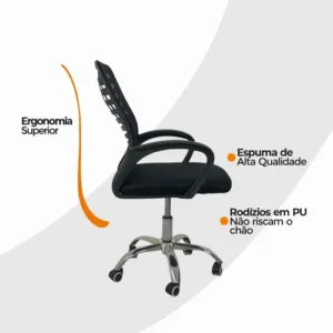Cadeira De Escritório Esteirinha Mesh Giratória E Ergonômica - Imagem 4