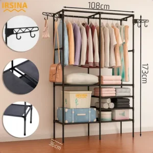 Closet Aberto IRSINA 2 Divisórias Preto com 6 Prateleiras Aço Inox - Imagem 13