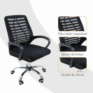 Cadeira De Escritório Esteirinha Mesh Giratória E Ergonômica - Imagem 6