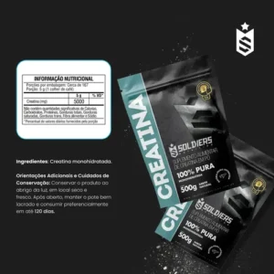 Creatina 500g Suplemento Monohidratada em pó 100% Pura - Soldiers Nutrition - Imagem 6