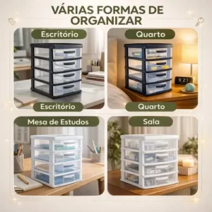 Gaveteiro Organizador 4 Gavetas Multiuso Reforçado Grande - Imagem 9