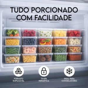 Kit 20 Potes 500 Ml Transparente Marmita Fitness Bpa Free Reutilizável Tampa Hermética Micro E Freezer Ponte Lar Utilidades - Imagem 4