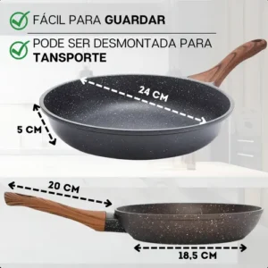 Frigideira Cerâmica Antiaderente Grande 24cm Para Fogão A Gás Indução Cooktop Panela Frita Sem Óleo Não Gruda Profissional Moderna Mix - Imagem 7