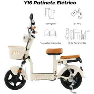 Bicicleta Elétrica Xroymexroy Y16 1200w 48v20ah 100km Branca - Imagem 12