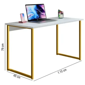 Escrivaninha Industrial 110cm Mesa Estudo Aparador Pés Aço - Imagem 8