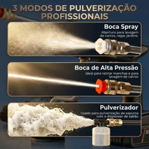 Lavadora de Alta Pressão Portátil Recarregável Maleta 2 Baterias Preto - Imagem 5