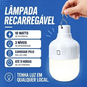 Lampião Lampada Led Portátil Recarregável Com Placa Solar usb Ideal Para Camping Barraca Pesca Jardim Cellulari - Imagem 3