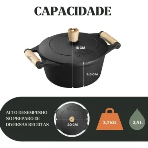 Caçarola Tradição Ferro 20x16 Cm 2,5 L Tampa Panela Mineira - Imagem 5