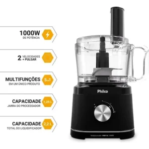 Multiprocessador Philco 5 em 1 1000W com Liquidificador 2,2L Preto PMP11A - Imagem 3