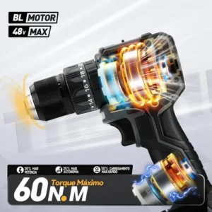 Parafusadeira Furadeira Impacto Brushless 2 Bateria 48v 10mm - Imagem 4