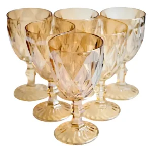 Taças Ms Variedades E Utilidades Taça metalizada Diamante vintage de 340mL cor âmbar6 unidades - Imagem 5
