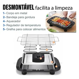Churrasqueira Elétrica Tamanho Grande Steak Grill Sem Fumaça Para Apartamento 110v Preto - Aero Home - Imagem 5