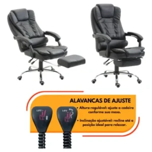 Cadeira Escritório Presidente Massageador Couro H Homall Preto Couro Este apoio de pés é ajustável e giratório, perfeito para uso no estudo ou no escritório. A capacidade de carga é de 120kg - Imagem 8