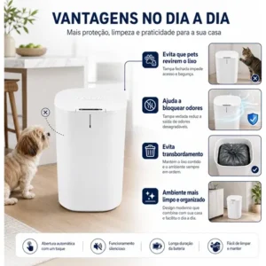 Lixeira Inteligente 16l Sensor Automático Tampa Touch Casa - Imagem 5