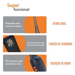 Kit 2 Radio Walk Talk Comunicador 16 Ch 12km Baofeng 777s Ht Cor Preto - Imagem 3