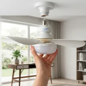 Ventilador De Teto 120w Controle Remoto Lâmpada E27 Luz Led Ajustável Bivolt Diâmetro 42 Cm 6 Pás 3 Velocidades Silêncioso Econômico Moderno Residencial Comercial Interno Externo Ventilação Ar Fresco - Imagem 3