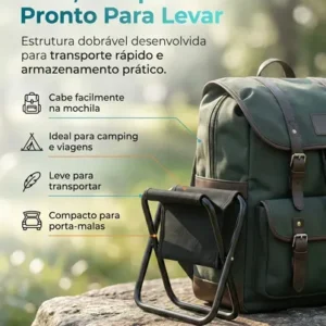 Mini Cadeira Dobrável Portátil Banco Pesca Camping Fila Resistente Banqueta Sólar - Imagem 5