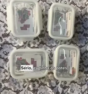 Kit 4 Potes Vidro 1040ml Hermético Marmita Forno Refratário - Imagem 2