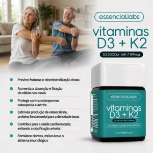 VITAMINA D3 + K2 Menaquinona-7 - Fórmula com Máxima Concentração e Biodisponibilidade - 60 Cápsulas - Imagem 5