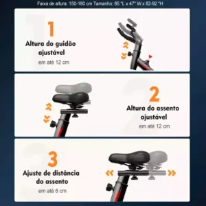 Bicicleta Spinning Premium Liftness Com Visor e Medidor de Pulso Ergométrica Semi Profissional Bike Sport Preto - Imagem 6