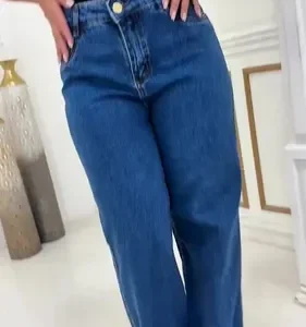 Calça Jeans Wide Leg Feminina Cintura Alta Sem Lycra Stillge - Imagem 21