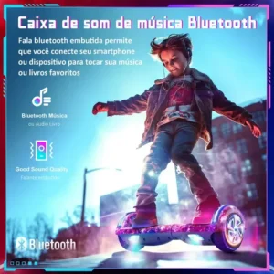 Hoverboard Skate Elétrico Roxo 6,5 Polegadas Bluetooth Cores - Imagem 6