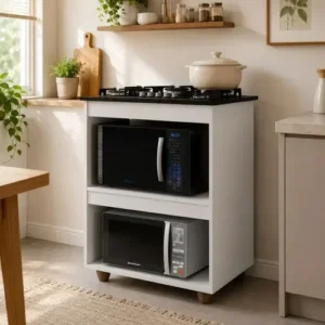 Balcão para Cooktop 5 Bocas Turim de MDP Branco Kaiki Móveis - Imagem 1
