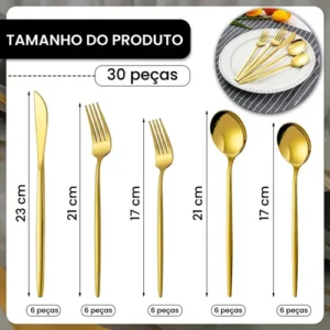 Kit Talheres 30 Peças Jogo De Talheres Inoxidável Faqueiro - Imagem 5