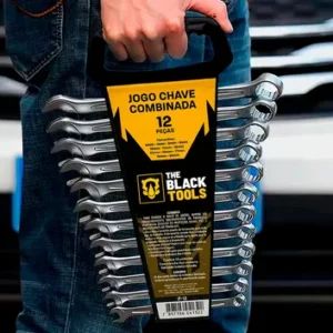 Jogo De Chave Boca E Estrela Combinada 12 Pçs Aço 6 22 Mm Cromada IF-12 The Black Tools - Imagem 3