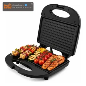 Sanduicheira Grill 2 Em 1 Kian Preta Elétrica 750w Cor Preto,Seu Mixto Quente Ultra Rápido, e Outros Petiscos - Imagem 1