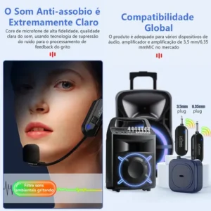 Microfone Sem Fio Headset Aula Conferencia Professor Show - Imagem 4