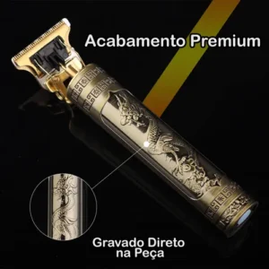 Máquina De Cortar Cabelo E Aparador De Barba Dr. Hank Dragão Dourado Lâmina T Profissional Sem Fio Recarregável Usb, 4 Pentes 1 Ao 4 Mm Motor Potente - Imagem 6