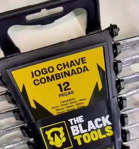 Jogo De Chave Boca E Estrela Combinada 12 Pçs Aço 6 22 Mm Cromada IF-12 The Black Tools - Imagem 2