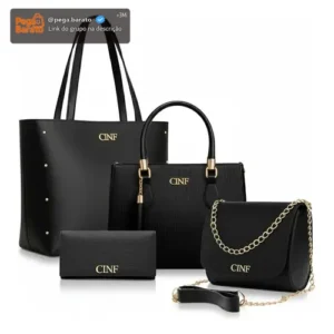 Kit Bolsas Feminina Sacola Transversal Tira Colo Carteira - Imagem 1