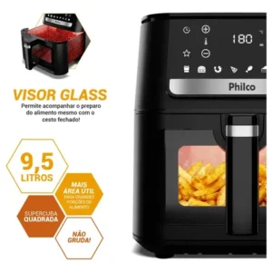 Air Fryer Philco 9,5L Visor Glass Redstone 1800W PAF95A - Imagem 4