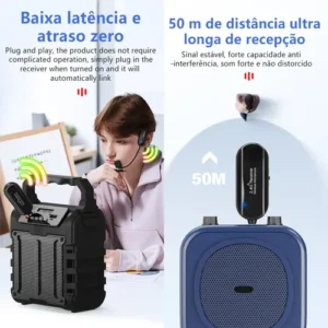 Microfone Sem Fio Headset Aula Conferencia Professor Show - Imagem 6