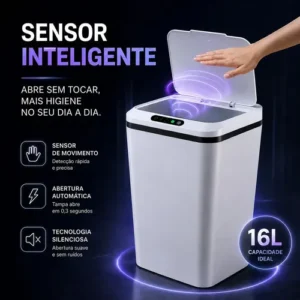 Lixeira Automática Sensor Inteligente Recarregável USB para Escritório e Casa - Imagem 4