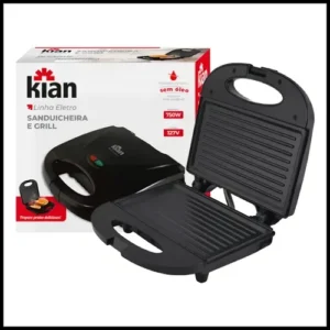 Sanduicheira Grill 2 Em 1 Kian Preta Elétrica 750w Cor Preto,Seu Mixto Quente Ultra Rápido, e Outros Petiscos - Imagem 2